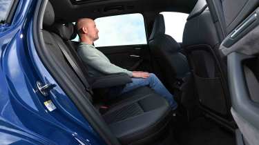 Audi Q6 e-tron - rear seats with Chief reviewer, Alex Ingram